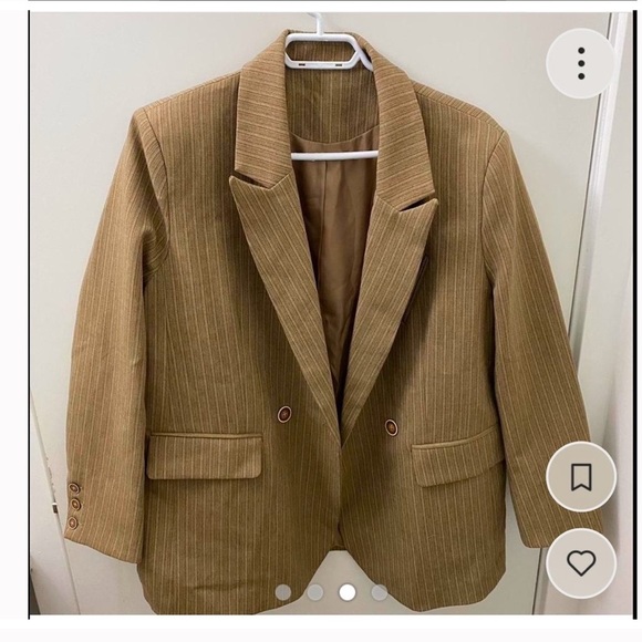 Cute oversized pinstripe brown blazer preppy style NWOT - Picture 3 of 3